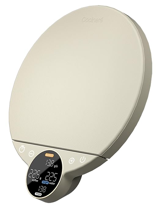Cocinare Balance Digital Coffee Scale, Precision Control with Three Modes - Brewing Assist, Weighing, Competition, Digital Kitchen Scale for Coffee and Small Goods, Up to 3000g (Vintage White)