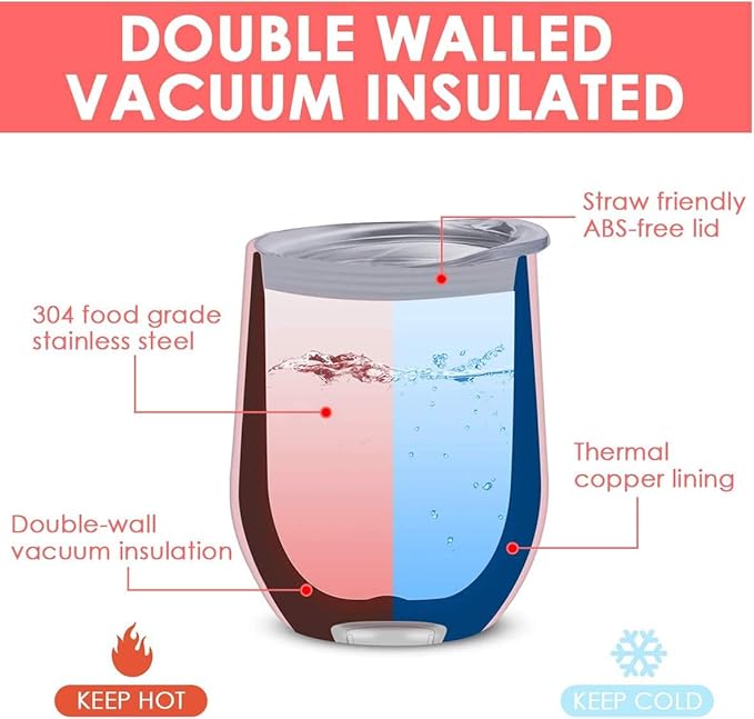 12oz Wine Tumbler with Lid With straw Stainless Steel Wine Tumbler Cups Double Wall Vacuum Insulated Travel Mugs Stemless Cup 16 Pack