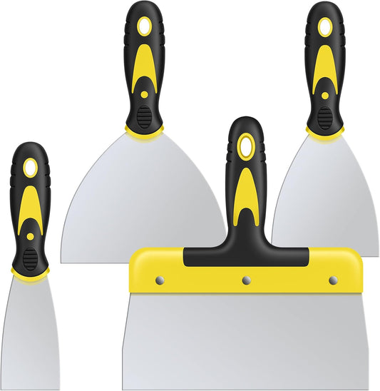 DEKEones Putty Knife Set, 4PCS Stainless Steel Scraper Paint Tool with Comfortable Grip for Drywall Repair, Wallpaper Removal and Plaster Scraping(2,4,6,8in)