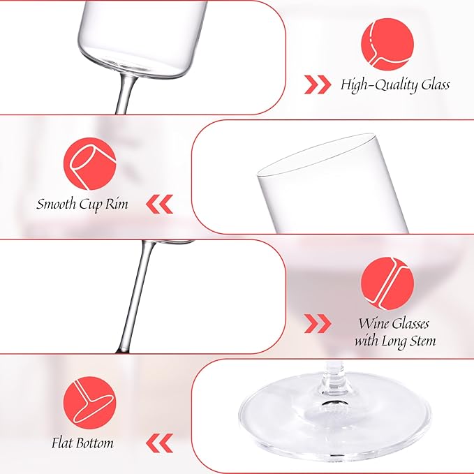 KAMMAK Wine Glasses Set of 2, 16 oz Hand Blown Crystal Bordeaux Wine Glasses, Thin Rim & Long Stem, Perfect for Red & White, Daily Use, Wedding Anniversary or Birthday Gift with Gift Box, S91BJ47