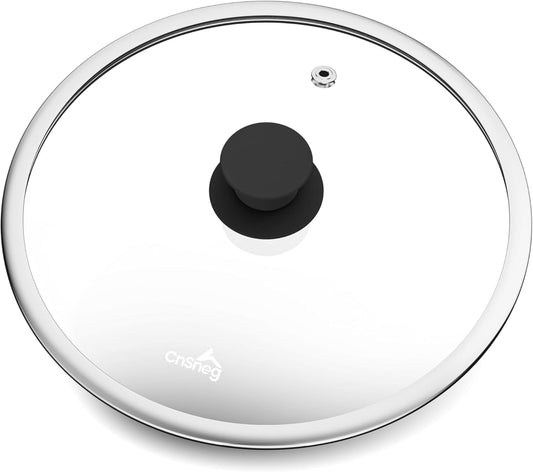 Tempered Glass Lids for Pots and Pans, Cast Iron Skillet Lid 10.5 Inch, Frying Pan Lid, Replacement Pan Cover, Wok, Crock Pot Lid with Wide Stainless Steel Rim, Heat Resistant Cookware Pan Lids