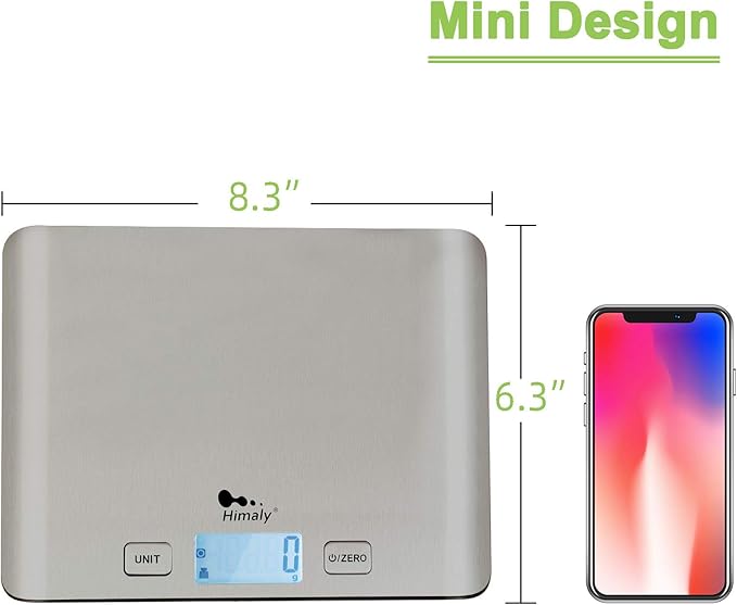 Food Kitchen Scale, Digital Grams and Oz for Cooking, Baking, and Weight Loss, Multifunction Food Meat Scale with LCD Display（Stainless Steel）