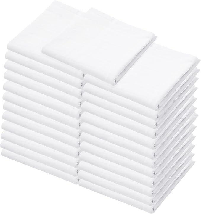 Flour Sack Towels | Tea Towel for Crafts| Kitchen | Dish | Cotton Blank Towel for Embroidery| Baking Bread Proofing Linen Cover| Thick Absorbent Quick Dry | 24 Pack 18"x28" White