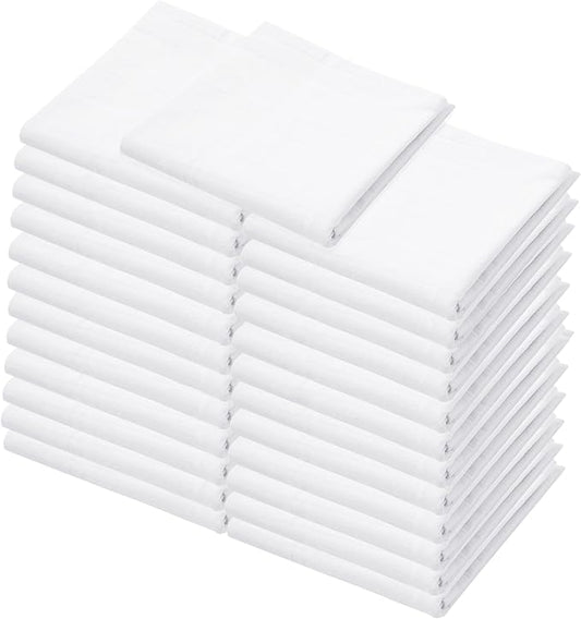 Flour Sack Towels | Tea Towel for Crafts| Kitchen | Dish | Cotton Blank Towel for Embroidery| Baking Bread Proofing Linen Cover| Thick Absorbent Quick Dry | 24 Pack 18"x28" White