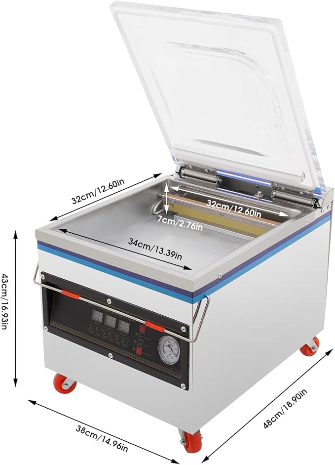 Chamber Vacuum Sealer, 110V 360W ZK-320 Vacuum Packaging Machine with Pure Copper Vacuum Pump Kitchen Packaging Machine for Fresh Meats, Fruit Saver, Pickles