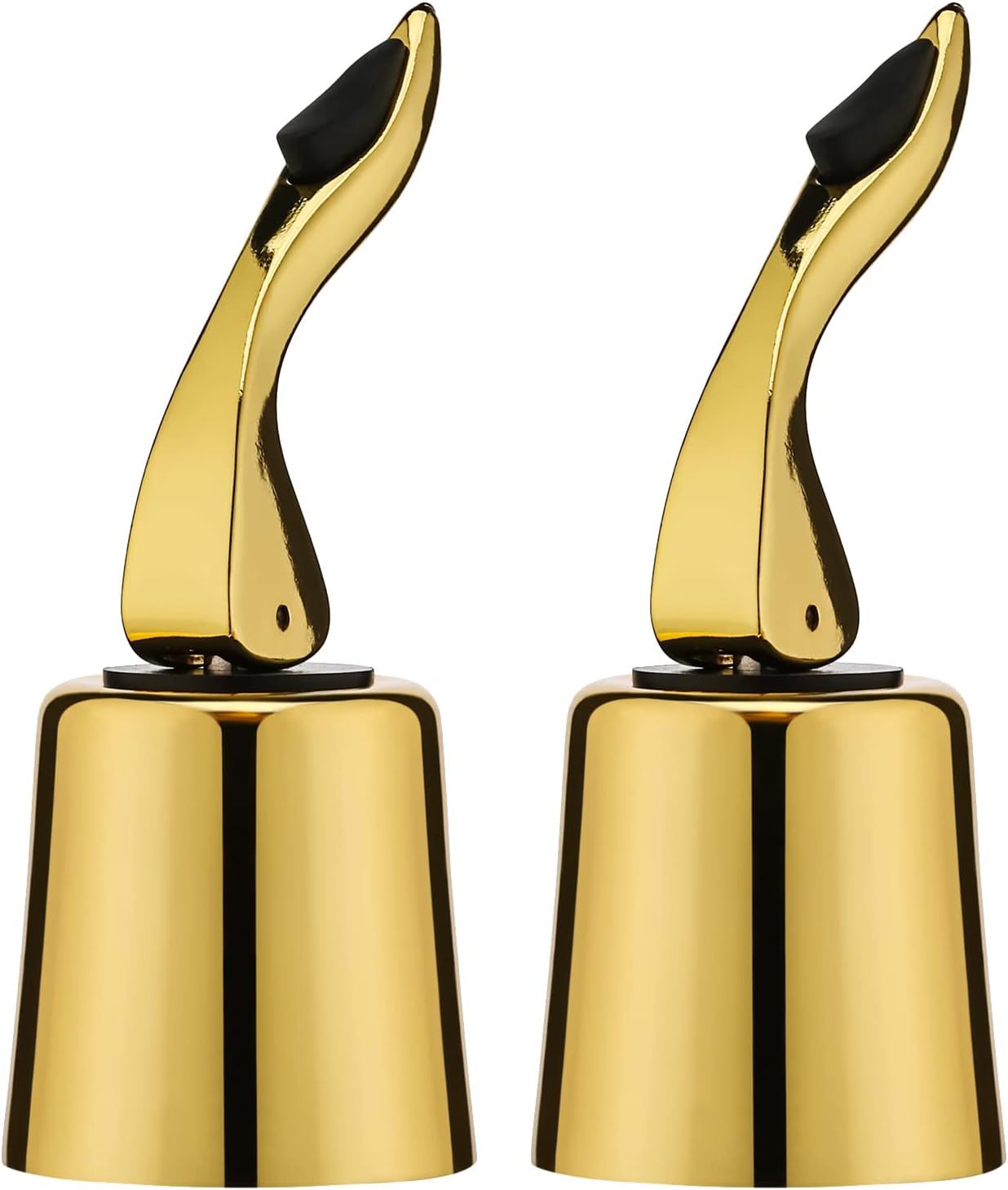 Wine Stoppers for Wine Bottles with Stainless Steel Vacuum Wine Bottle Stopper with Silicone Reusable Wine Corks, Leak proof Keep Fresh Suitable for Red&White Bottle (Gold, 2 Pack)
