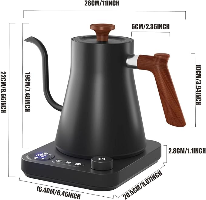 Smart Gooseneck Electric Kettle 1500W - Variable Temperature Control with LED Display, 304 Stainless Steel, 5oz Micro-Brew & 24H Keep Warm for Coffee/Tea(WGITE, US PLUG)