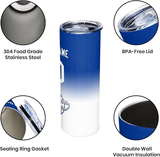 Custom Tumbler Stainless Steel Cup Personalized Baseball Vacuum Insulation Travel Mug Add Your Name Number Fans Gift for Baseball Fans