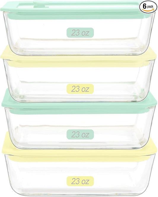 Urban Green Glass Food Container Set with Glass Lid, 4 Pack, Food Storage Containers with Airtight Lid, LeakProof, 100% Plastic Free, Meal Prep Container Set