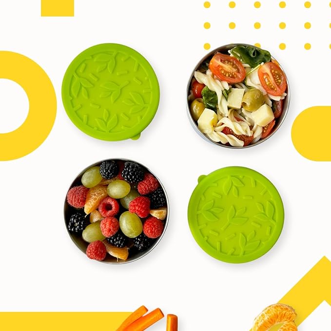 TAVVA 2 X 12 oz Stainless Steel Snack Containers with Lids - Leakproof w/Silicone Lids - BPA Free - Dishwasher & Freezer Safe - Portable & Reusable - Stainless Steel Food Containers 12 oz