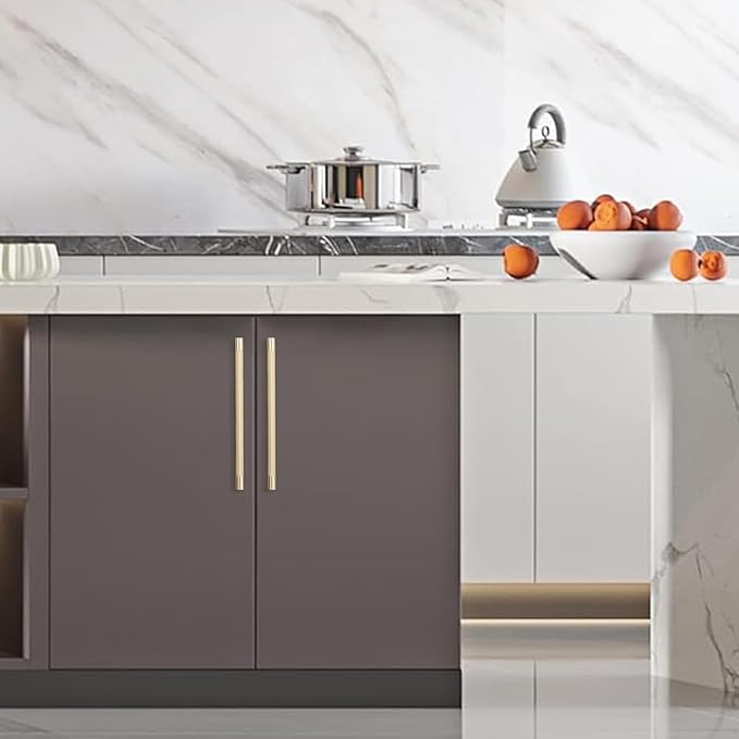 6 Pack 10 inch(254mm) Brushed Brass Kitchen Cabinet Handles Knurled Cabinet Pulls Gold Drawer Pulls Kitchen Hardware