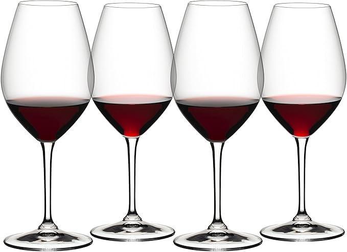 Riedel Wine Friendly Red Wine Glasses, Set of 4-23 Fl. Oz. Elegant Stemmed Crystal Glass, Made in Germany, Dishwasher Safe, Ideal for Wine Enthusiasts and Sophisticated Tastings (6422/02-4)