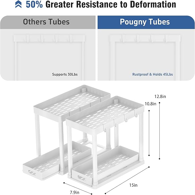 2 Pack Pull-Out Storage Organizers, Under Sink Organizer and Storage for Bathroom & Kitchen,Multi-Purpose Under Cabinet Organizers and storage Black
