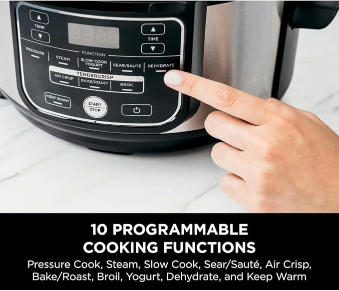 Ninja Foodi 10-in-1 5 Quart Pressure Cooker & Air Fryer, Programmable Multi-Cooker with TenderCrisp Technology, Stainless Steel