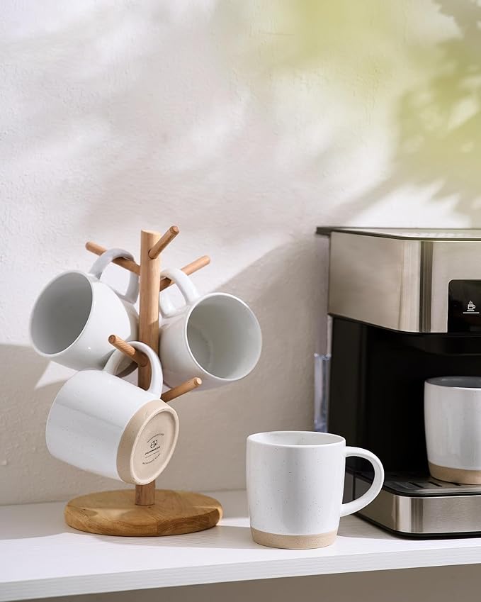 famiware Coffee Mugs for 4, 12 oz Mug Set, Dringking Cup with Handle for Coffee, Tea, Cocoa, Milk, Milkyway serise, White