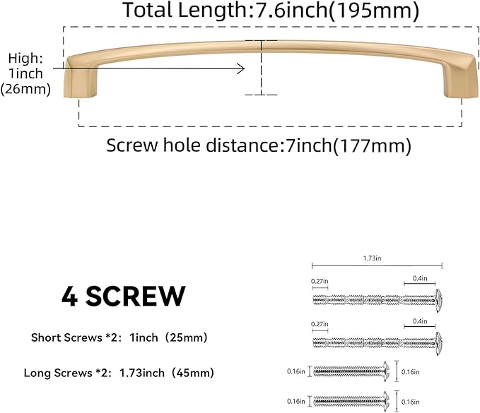 10 Pack 7 Inch Kitchen Cabinet Handles Champagne Bronze Cabinet Pulls Zinc Alloy Drawer Pulls Kitchen Hardware