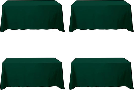 BRILLMAX 4 Pack Hunter Green Tablecloths for 6 Foot Rectangle Tables 90 x 132 Inch - 6ft Rectangular Bulk Linen Polyester Fabric Washable Cloth Cover for Wedding Reception Banquet Birthday Party