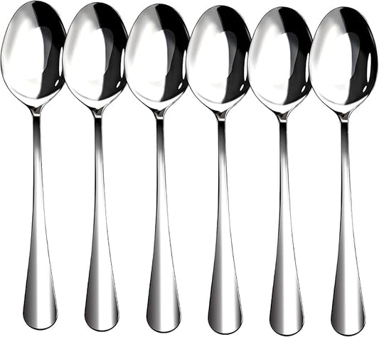 6 Pieces Heavy Duty Teaspoons Set,6.8" Tea Spoons Silverware,Food Grade Stainless Steel teaspoons,Small Spoons for Home, Kitchen, Restaurant,Mirror Polished and Dishwasher Safe