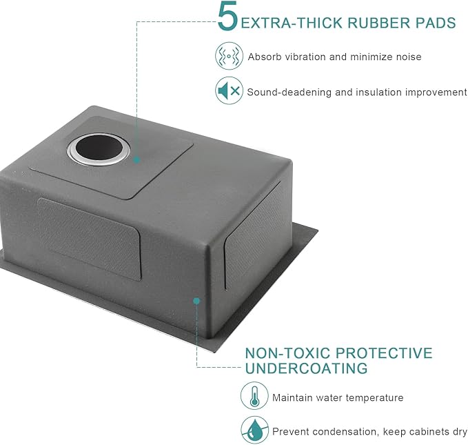 22 inch Drop-in Kitchen Sink Single Bowl, Small Topmount Kitchen Sink with Protective Bottom Grid, Overmount 304 Stainless Steel Kitchen Bar Sink Handmade with Basket Strainer, 22×18×9 inch