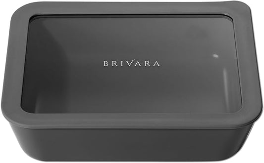 Ceramic Coated Glass Food Storage Container | No PTFE, PFOA, PFAS, and BPA | Reusable Non Toxic Meal Prep Container with Glass Lid | Easy To Store | 6 Cup Rectangle [Onyx]