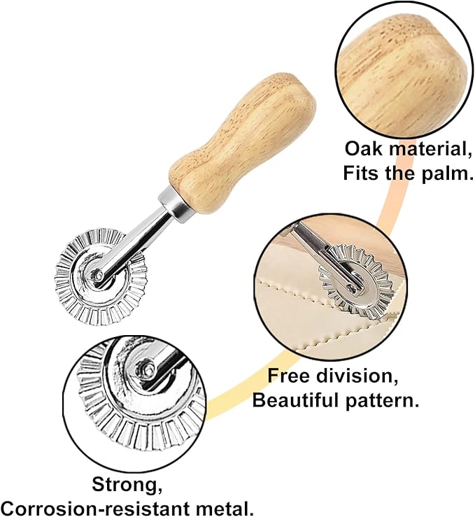 CUIWEI Pastry Wheel Cutter, Pastry and Pasta Cutter Wheel, Dough Ravioli Crimper Pizza Cutter Wheel Dumplings Lasagna Pierogi Cutter Wheel for Home Kitchen 1.3" 1 PC
