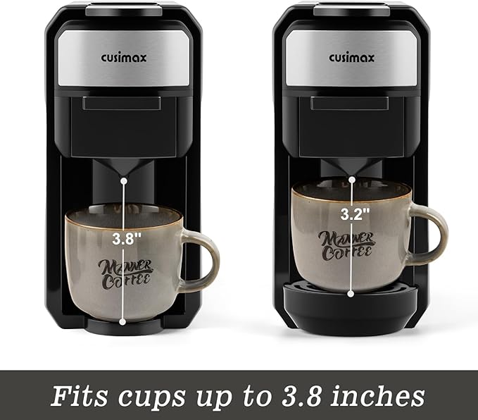CUSIMAX Single Serve Coffee Machine for K Cup and Nespresso Pods, Fast Brew One Cup Coffee Maker, Customizable Brewing Sizes, Stainless Steel Espresso Machine with 20oz Remevable Water Tank