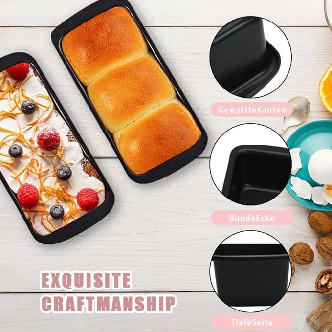 2PCS Small Loaf Pan for Baking Bread, 1lb Bread Loaf Tin, 7.5 x 3.5 x 2.4 inch Banana Bread Pans, Non-Stick Meatloaf Pan, Rectangular Bread & Loaf Tins for Ovens Air Fryer