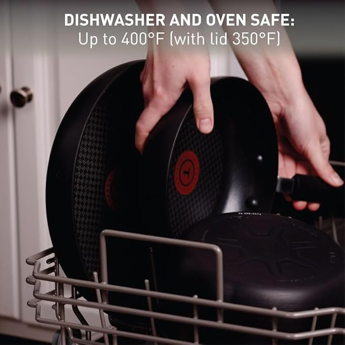 T-fal Ultimate Hard Anodized Non Stick Jumbo Cooker With Lid & Helper Handle 5 Quart, Oven Broiler Safe 400F, Lid Safe 350F, Cookware, Deep Frying Pan, Skillet, Pots and Pans, Dishwasher Safe, Grey