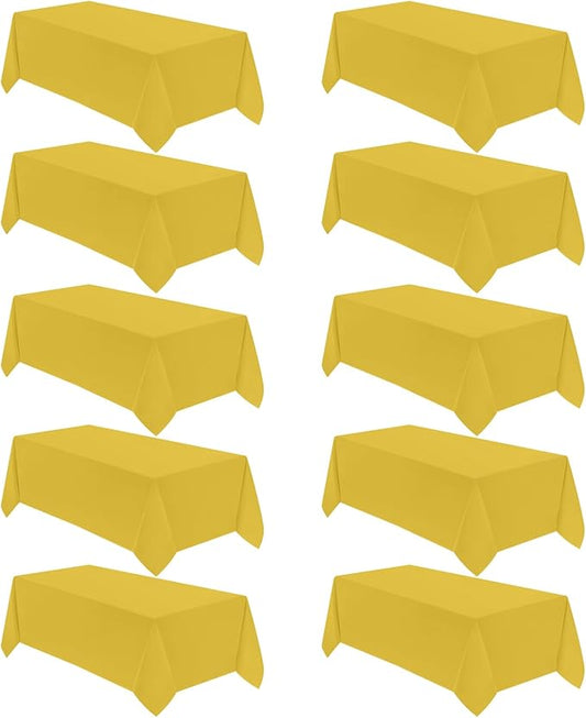 VidaFete Tablecloth 10 Pack 90 * 132inch Rectangle Table Cloth Polyester, Stain Wrinkle Resistant Polyester Dining Table Cover for Kitchen Dinning Party Wedding Rectangular Buffet Decoration(Yellow)