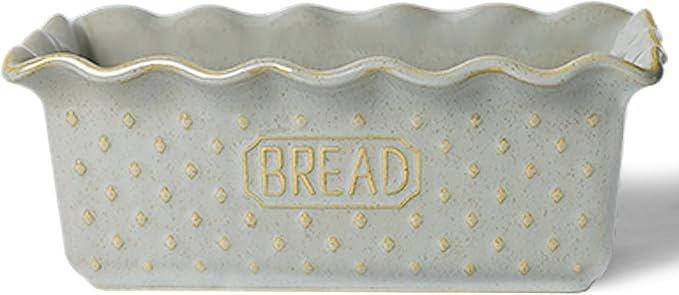 Ceramic Loaf Pan for Baking Bread, 9 x 5 Inch, Nonstick Bread Pans for Cooking, Microwave & Dishwasher Safe, Rectangular Mold (Vintage Grey)