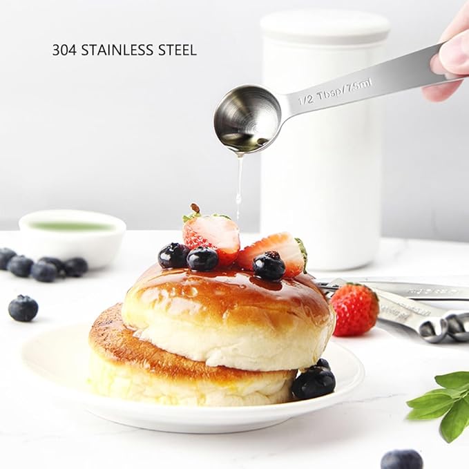 Measuring Cups and Spoons Set Heavy Duty 304 Metal Stainless Steel Measuring Cup Spoon Kitchen Gadgets for Cooking Baking (Set of 17)