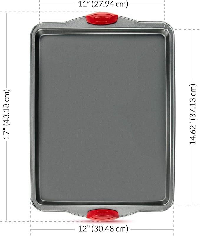 Boxiki Kitchen Non-Stick Baking & Cookie Sheet Pan Non-Toxic 11x14 Inch Rimmed Carbon Steel Baking Sheet. Dent, Warp and Rust Resistant. Heavy Gauge Steel Oven Baking Sheet. 1 Tray.