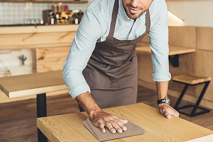 Softolle Bar Mop Towels, Pack of 12-16x19 Inches - 100% Cotton Super Absorbent Towels, Multi-Purpose for Home and Bar Cleaning (Taupe)