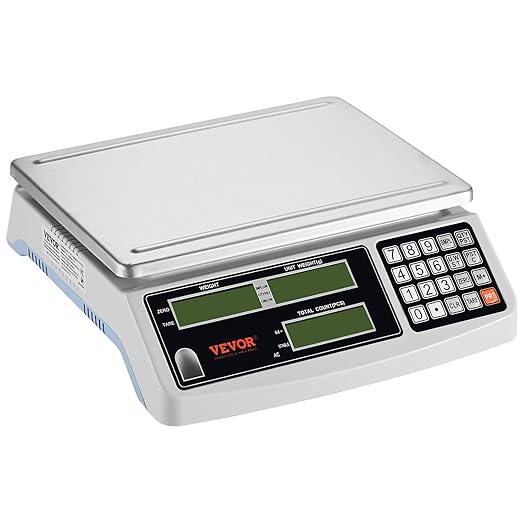 VEVOR Industrial Counting Scale, 30 kg x 1 g, Digital Scale for Parts and Coins, g/kg/lb Units, Electronic Gram Scale Inventory Counting Scale Kitchen Jewelry Scale with RS232 Port and 3 LCD Screens