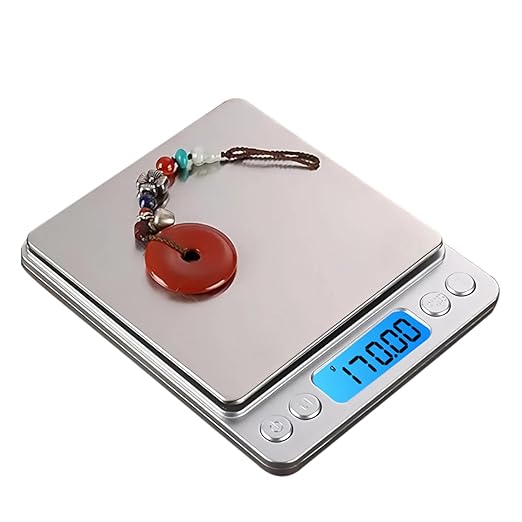 Digital Scale Kitchen 500g 0.01g Food Scale High Precision Kitchen Scale Multifunctional Stainless Steel Pocket Scale with Back-Lit LCD Display Tare PCS Features, 9 Weighing Units Switch