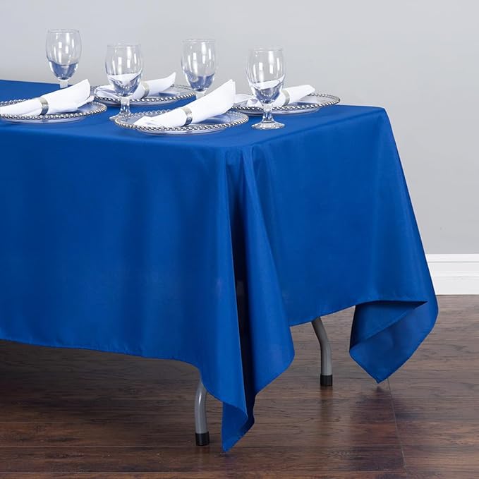 LTC LINENS 2 Pack Rectangle Tablecloths Royal Blue 70 x 120 Inch for 6 or 8 ft Rectangular Banquet Tables with Half-Drop - Stain and Wrinkle Resistant Polyester Table Covers for Wedding, Party