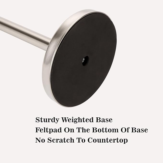 Paper Towel Holder Countertop, Standing Paper Towel Roll Holder for Kitchen Bathroom, with Weighted Base for One-Handed Operation, No Wobbly (Brushed Nickel)
