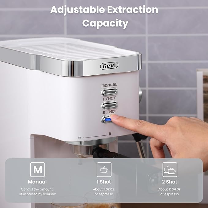 Gevi 20 Bar Professional Espresso Machine for Home, Compact with Milk Frothing Steam Wand, Adjustable Single & Double Shot, Gift for Coffee Lovers, Mom & Dad