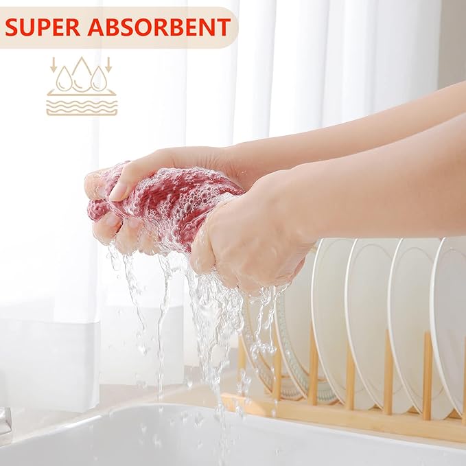 Homaxy 100% Cotton Waffle Weave Kitchen Dish Cloths, Ultra Soft Absorbent Quick Drying Dish Towels, 12 x 12 Inches, 12-Pack, Brick Red