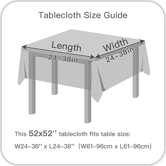 maxmill Square Tablecloth Linen Texture Stain Resistant Waterproof Wrinkle Resistant Washable Soft Table Cloth, Decorative Fabric Table Cover for Dining Room Dinner Party, 52 x 52 Inch, Light Grey