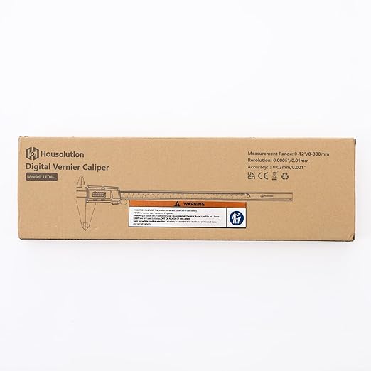 Housolution Digital Caliper 12 Inch, Caliper Measuring Tool with Large LCD Screen, Inch/MM, 4 Measuring Ways, Auto-Off LCD Stainless Steel Micrometer Vernier Caliper for Printing Jewelers Woodworkers