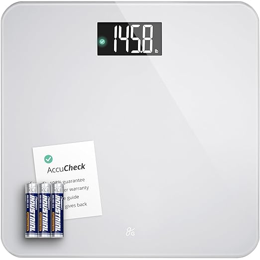 Greater Goods Digital AccuCheck Bathroom Scale for Body Weight, Capacity up to 400 lbs, Batteries Included, Pearl Gray