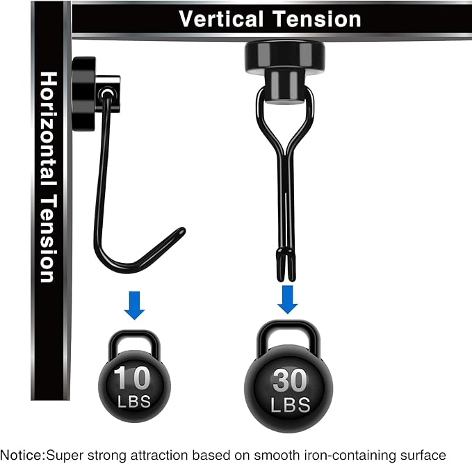 LOVIMAG Hooks, 30lbs+ Magnetic Magnet Hook 2025 Cruise Cabin Ship Essentials Heavy Duty Strong Refrigerator Fridge Hanging for Classroom Beach Vacation Kitchen Grills Home Mug Hanger (20 Pack), Black