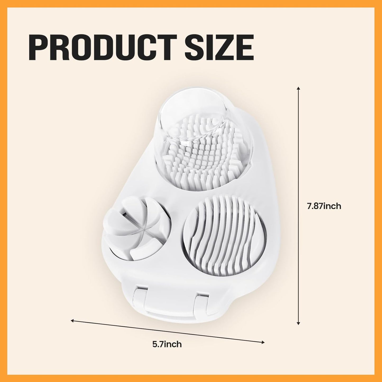 3-In-1egg Slicer For Hard Boiled Eggs,Stainless Heavy Duty Steel Egg Slicer Kitchen Gadget, Fit Strawberry,Apple,Banana,Cherry,Tomato,White