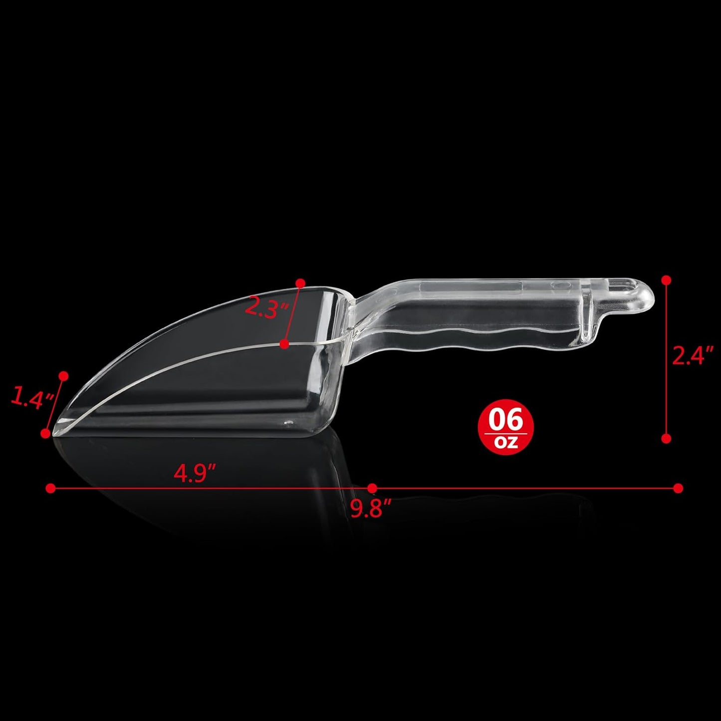 New Star Foodservice 34387 Polycarbonate Plastic Utility Ice Scoop, Clear, 6-Ounce