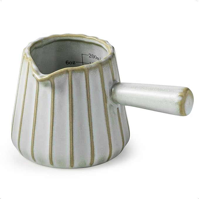 Espresso Cups, Ceramic Espresso Measuring Cup with Handle, Expresso Shots Cups with Scale, Espresso Accessories, 200ML /6 OZ, Light Green