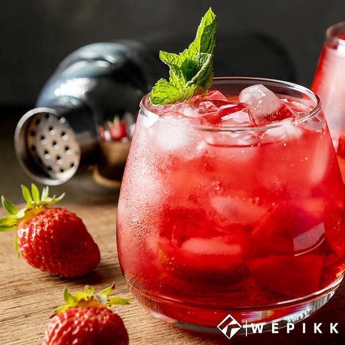 Stainless Steel Cocktail Shaker Set, 24oz/750ml Bartender Kit Includes Strainer and Stir Stick for Home, Bar, Party, Bar Accessories for The Home Bar Set (Silver)