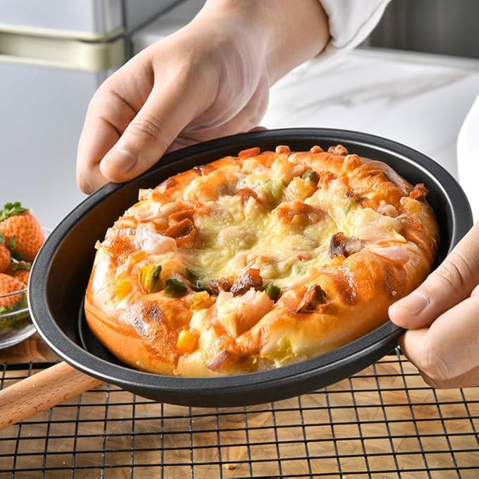 Luxshiny Non-Stick Round Cake Mold - 7 Inch Carbon Steel Baking Pan for Pizzas Cakes and More