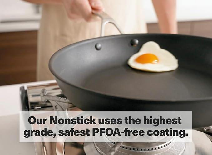Misen Nonstick Frying Pan - Premium Skillet with PFOA-Free Coating - Ideal for Omelettes, Eggs, and Induction Cooking - Durable Aluminum Core, Warp-Resistant Design, and Oven-Safe to 450°F - 12"
