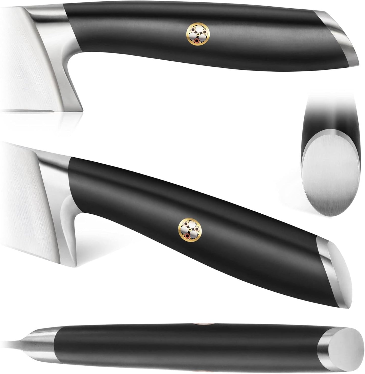 Cangshan L Series 12-Piece Knife Block Set with 6 Steak Knives, Forged German Steel, Acacia Block, Black, 1026061